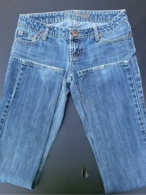 American Eagle Outfitters Medium Blue Straight-Leg Jeans with Patch Pockets
